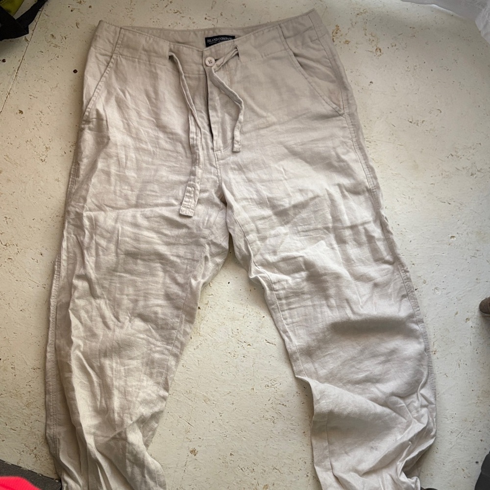 Island Company Light Beige Linen Drawstring Pants